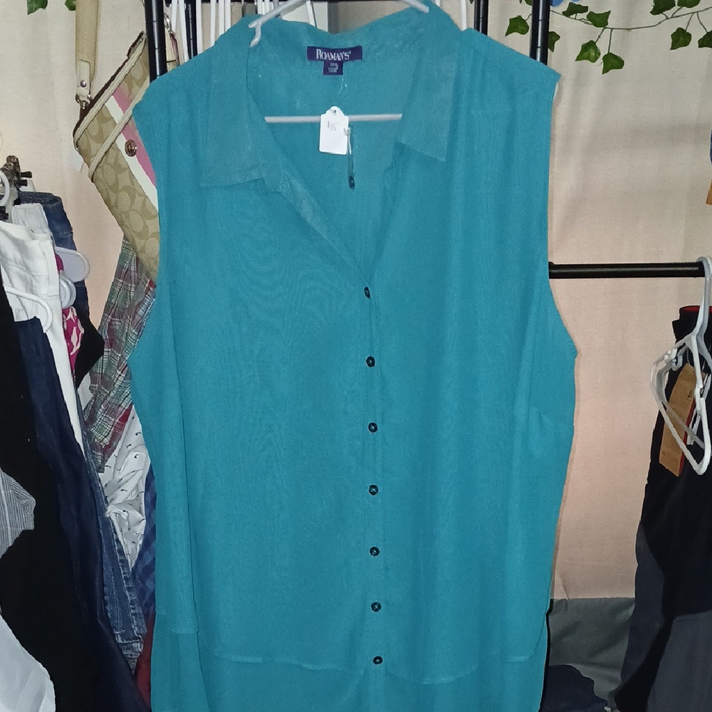 Women's Teal Sleeveless Top